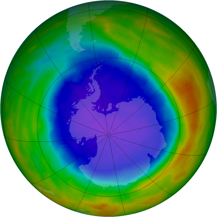 Antarctic ozone map for 07 October 1989